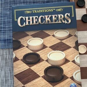 Checkers Game Set - Brown and Cream